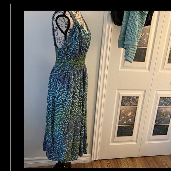 💗Bali Blue and Green Midi Dress - Picture 7 of 13
